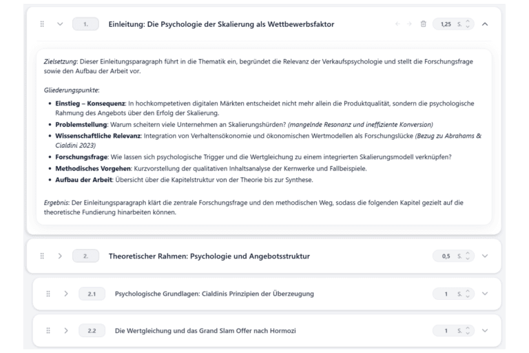 StudyTexter Screenshot: Kapitelstruktur